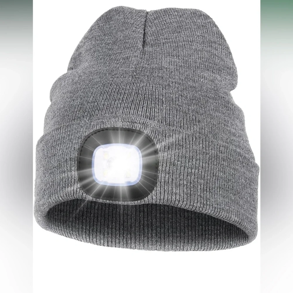 Unisex Hat with Light, USB Rechargeable Hands Free‎ Headlamp LED Beanie NWT